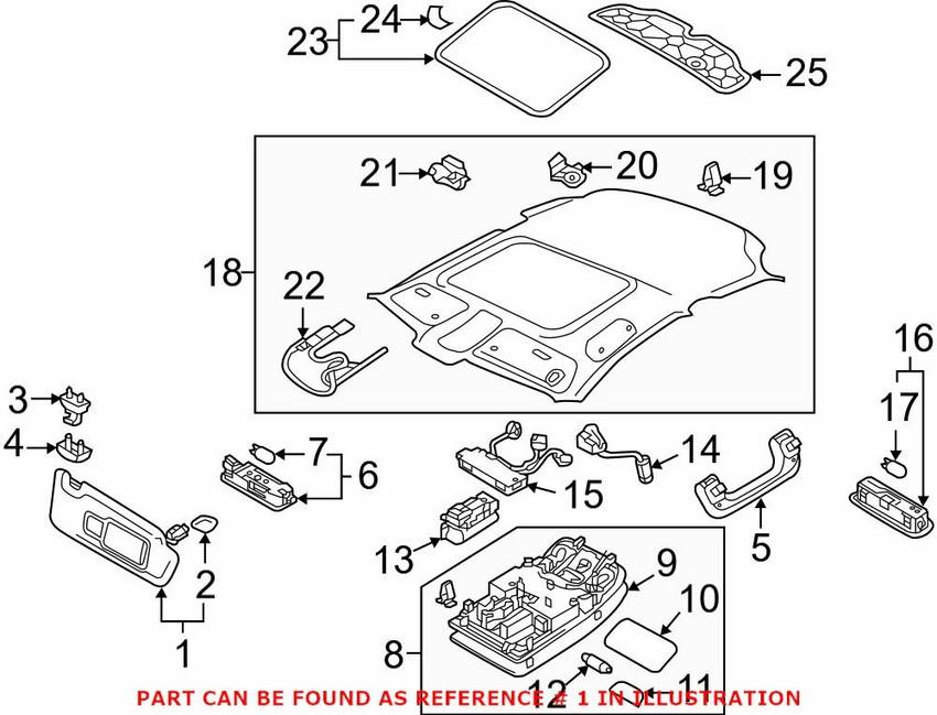 Audi Sun Visor - Passenger Side 8W0857552AM7C0